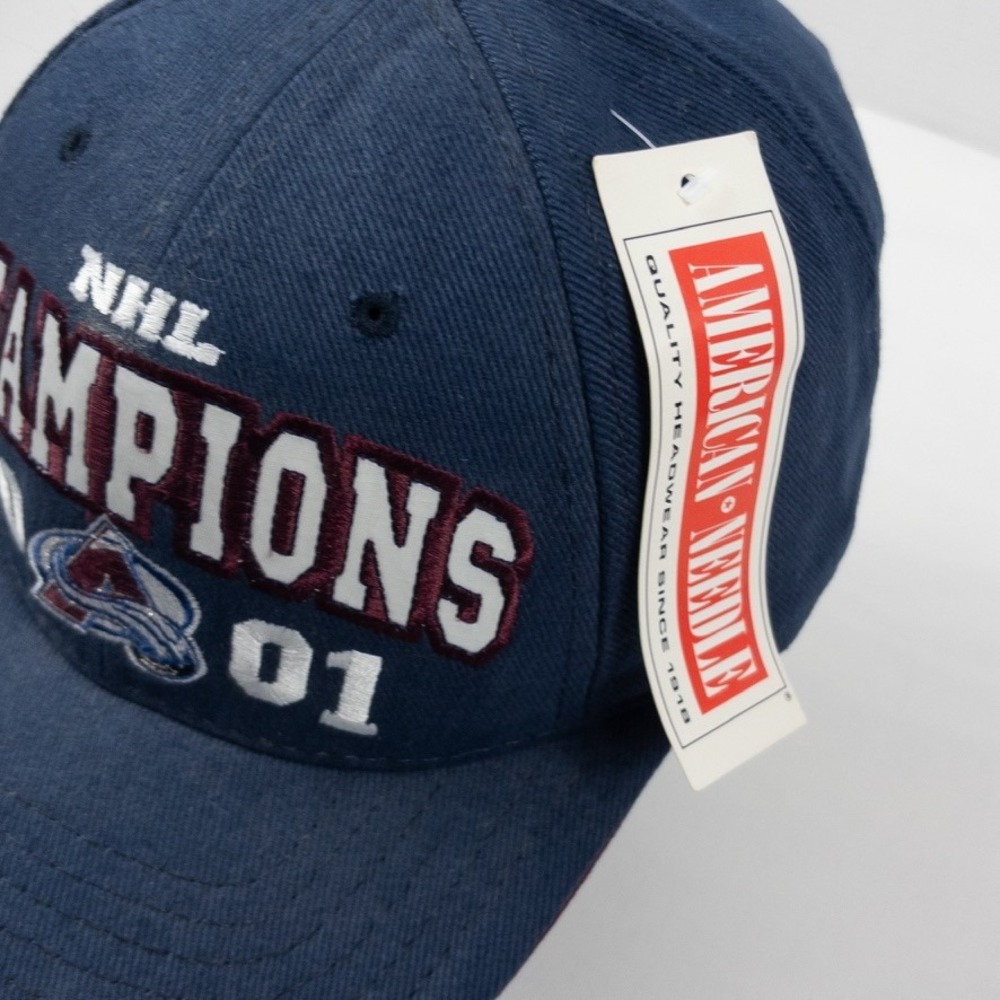 Vintage Colorado Avalanche 2001 NHL Champions American Needle Hat Mens Navy NWT - Picture 3 of 9